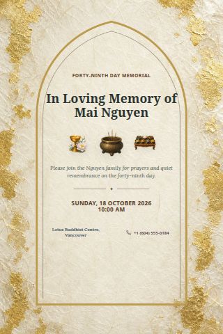 49-Day Buddhist Memorial invitation preview