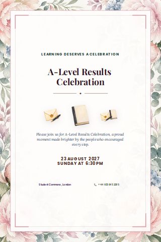 A-Level Results Celebration invitation preview