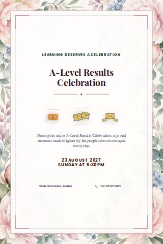 A-Level Results Celebration invitation design preview