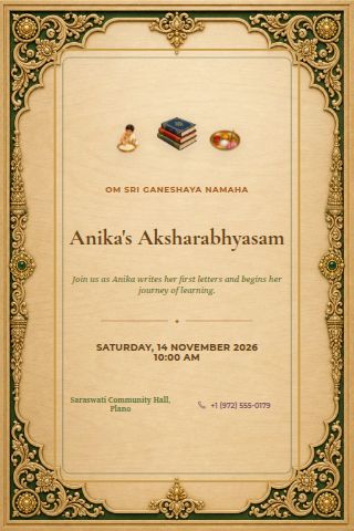Aksharabhyasam invitation preview