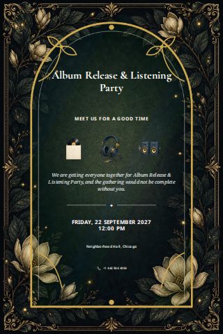 Album Release & Listening Party invitation design preview