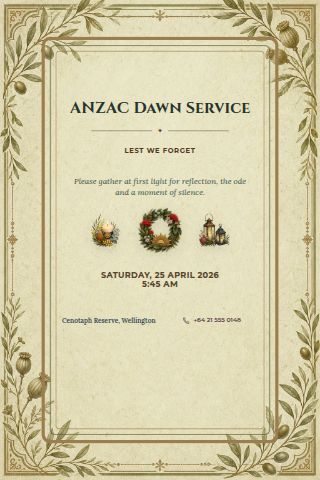 ANZAC Dawn Service invitation preview