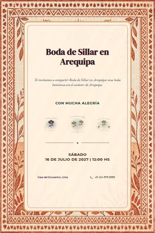Arequipa Sillar Wedding invitation design preview