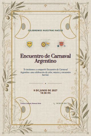 Argentine Carnival Gathering invitation design preview