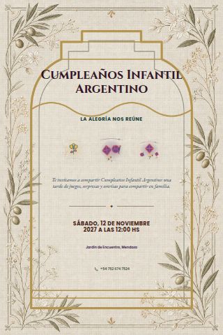 Argentine Children's Birthday invitation design preview