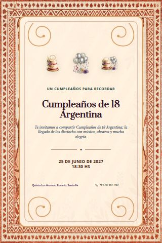 Argentine Eighteenth Birthday invitation preview