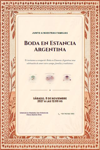 Argentine Estancia Wedding invitation design preview