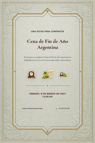 Argentine New Year's Eve Dinner invitation preview