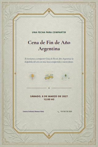 Argentine New Year's Eve Dinner invitation design preview