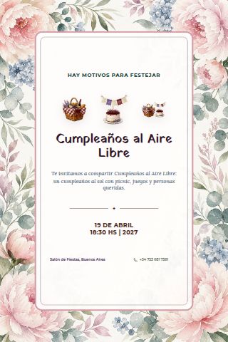 Argentine Outdoor Birthday Picnic invitation preview