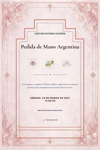 Argentine Pedida de Mano invitation design preview