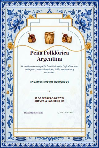 Argentine Peña Folklórica invitation preview