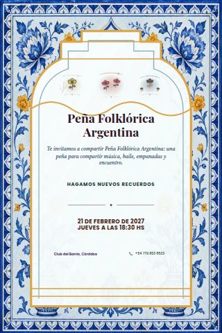 Argentine Peña Folklórica invitation design preview