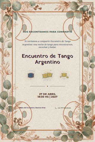 Argentine Tango Social invitation design preview