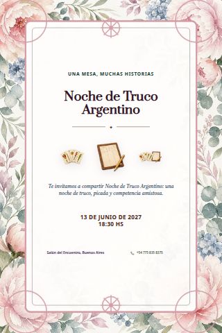 Argentine Truco Night invitation preview