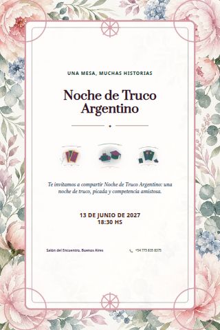 Argentine Truco Night invitation design preview