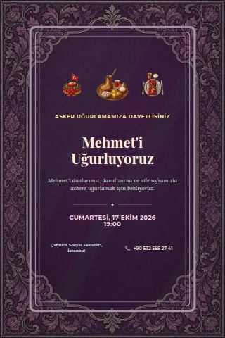 Asker Uğurlama invitation preview