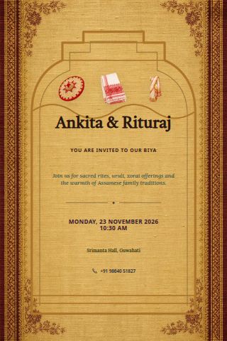 Assamese Wedding invitation preview