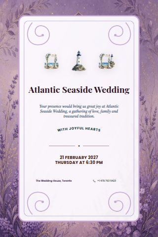 Atlantic Seaside Wedding invitation preview