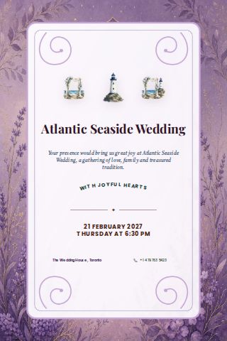 Atlantic Seaside Wedding invitation design preview