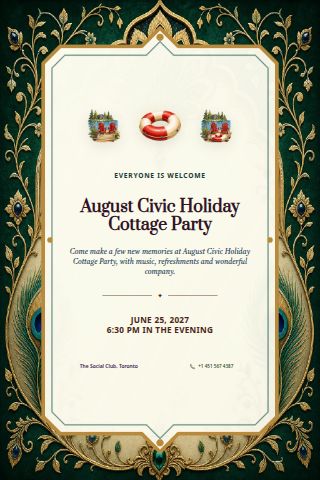 August Civic Holiday Cottage Party invitation preview