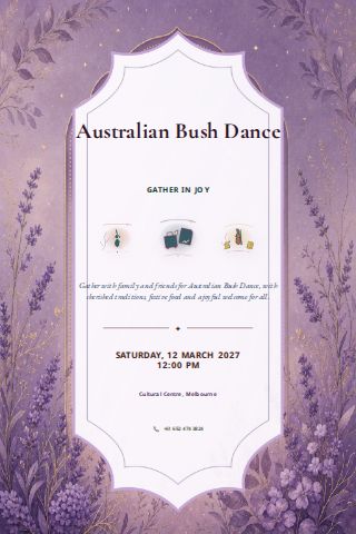 Australian Bush Dance invitation design preview