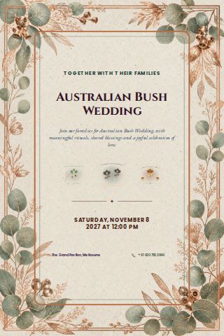 Australian Bush Wedding invitation design preview