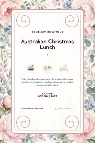 Australian Christmas Lunch invitation design preview