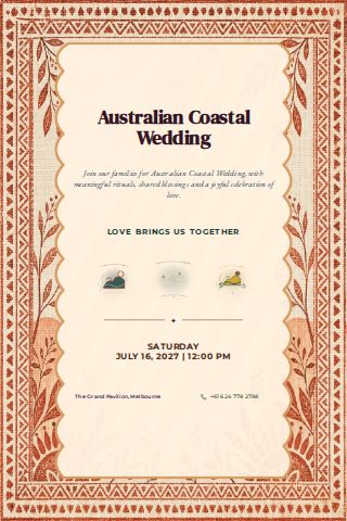 Australian Coastal Wedding invitation design preview
