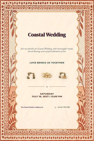 Coastal Wedding invitation design preview