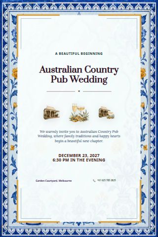 Australian Country Pub Wedding invitation preview