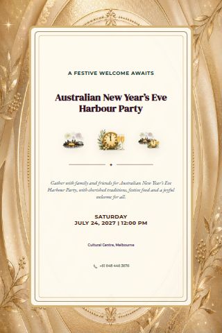 Australian New Year’s Eve Harbour Party invitation preview