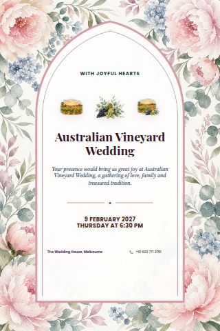 Australian Vineyard Wedding invitation preview