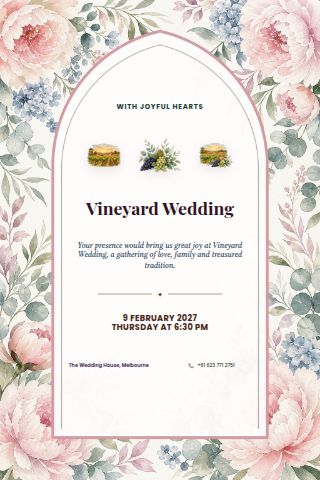Vineyard Wedding invitation design preview