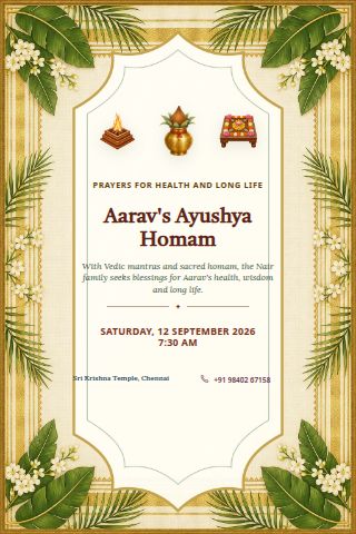 Ayushya Homam invitation preview