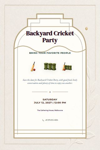 Backyard Cricket Party invitation preview