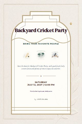 Backyard Cricket Party invitation design preview