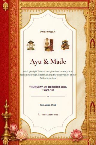 Balinese Wedding invitation preview