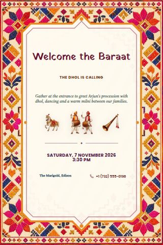 Baraat Welcome invitation preview