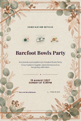 Barefoot Bowls Party invitation design preview