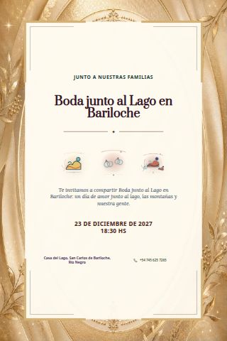 Bariloche Lakeside Wedding invitation design preview