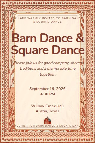 Barn Dance & Square Dance invitation design preview