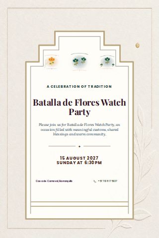 Batalla de Flores Watch Party invitation design preview