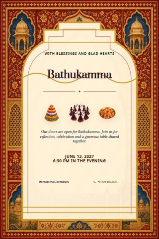 Bathukamma invitation preview
