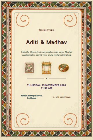 Bihari & Maithil Wedding invitation preview