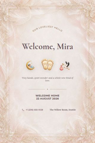 Birth Announcement & Welcome Baby invitation preview