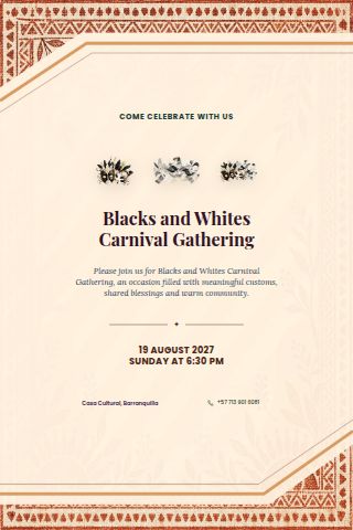 Blacks and Whites Carnival Gathering invitation preview