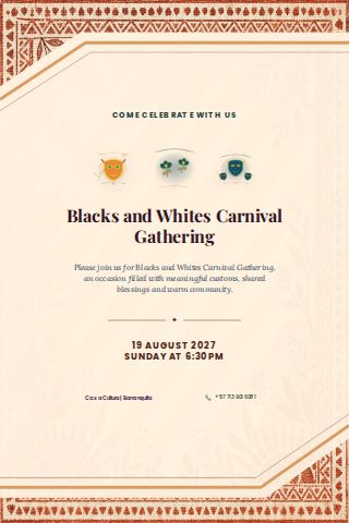 Blacks and Whites Carnival Gathering invitation design preview
