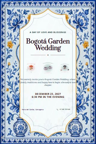 Bogotá Garden Wedding invitation design preview