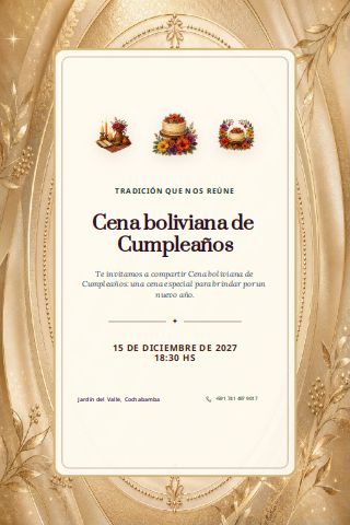 Bolivian Adult Birthday Dinner invitation preview